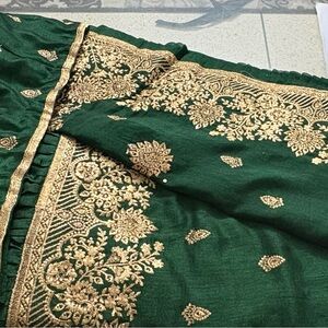 Green and Gold Embroidered saree